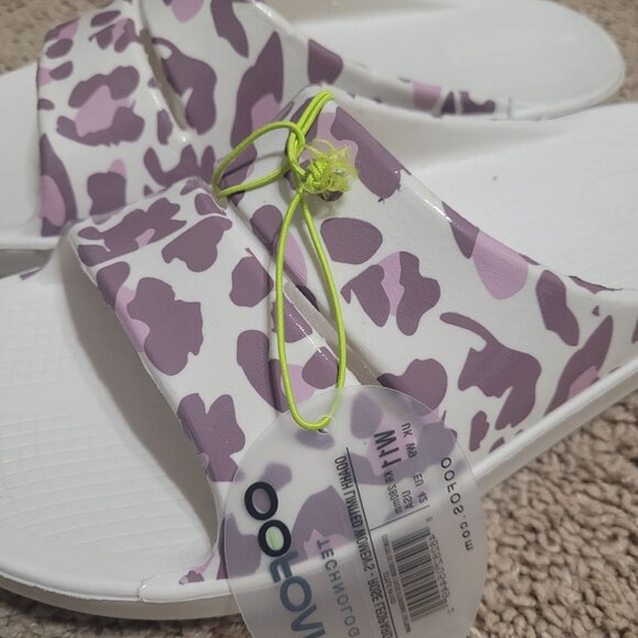 Womens OOFOS OOFOAM OOAH Limited Rose Leopard Style 1103 Slide Sandals Size 11 - Picture 4 of 7
